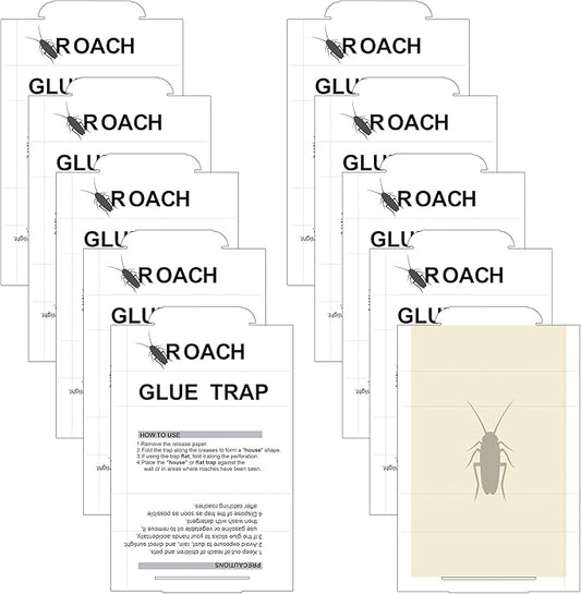 Qualirey 10 Pack Roach Traps Sticky Indoor, Crawling Insect Glue Trap for Spider, Cricket, Ant & Cockroach, Pest Control Sticky Traps for House & Garage - 8.3 x 5.3 Inch