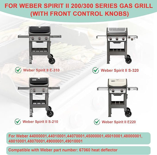67060 Grill Heat Deflector for Weber Spirit II 200 and 300 Series,Replacement for Spirit II E310 S310 S320 E210 S210 S220 E220, GS4 Grill Parts for Weber Spirit 2 Heat Deflector, Stainless Steel