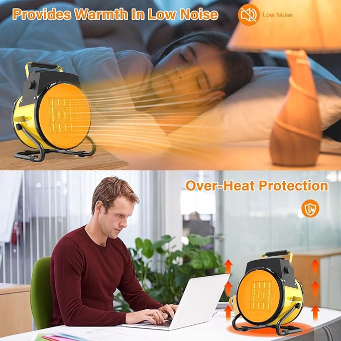 Outdoor Heater for Patio, Portable Space Electric Heater for indoor use, Super Long Cord, Overheat Protection, Small Fan for Greenhouse, Garage, Office, Outside, Tent, Room