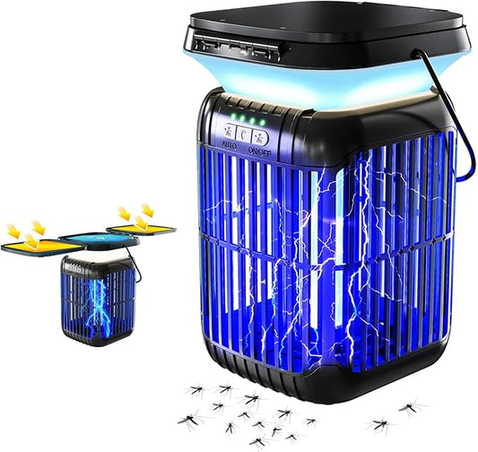 ZENO Dual-Panel Foldable Solar Bug Zapper Outdoor Indoor, 2025 Model Solar Power & USB Rechargeable Mosquito Killer Lantern, Waterproof Pest Control Device, Portable Insect Trap for Home,Yard, Camping
