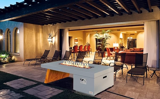 ONLYFIRE OUTDOOR LIVING Premium 60” Gas Fire Pit Table with Lava Rocks & 12FT Hose, Large Propane Firepit, Smokeless Fireplace 60,000BTU, for Backyard Patio Bonfire Party, FP015
