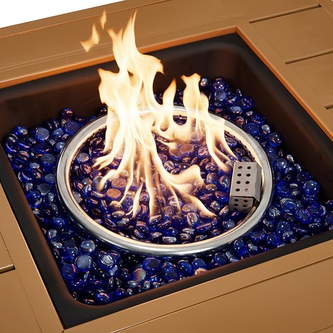 Outdoor Fire Pit, Gas Fire Pit Table with Universal Wheels, 50000 BTU Firepits for Outside, 44" Propane Fire Pit with Storage Space, Table Top Firepit for Outdoor, Deck, Black