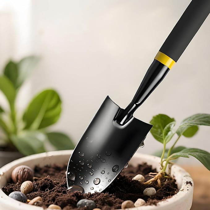 Garden Trowel - Metal Hand Shovel with Rubber Handle. This Garden Hand Trowel is Easy to use and Suitable for Soil Planting, Digging, transplanting and Outdoor Exploration Activities.