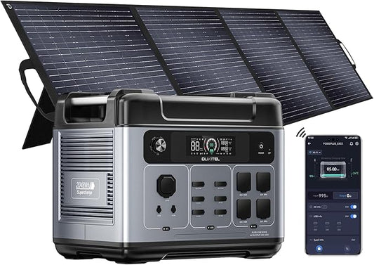 OUKITEL P2001 Plus 2400W Solar Generator with 200W Solar Panel, 2048Wh Solar Power Station with 4 AC Outlets(5000W Peak), 1.5H Full Charging, APP Control Battery Backup for Home, Camping & RVs