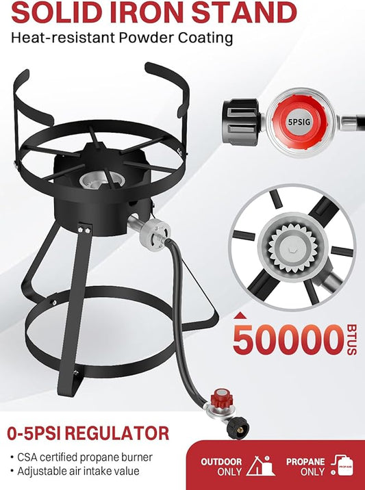 30QT Stainless Steel Turkey Fryer | Seafood & Crawfish Boiler | Basket, Cover & Skimmer Included | 50,000BTU Propane Burner | Perfect Fryer Kit for Holiday and Seasonal Cooking
