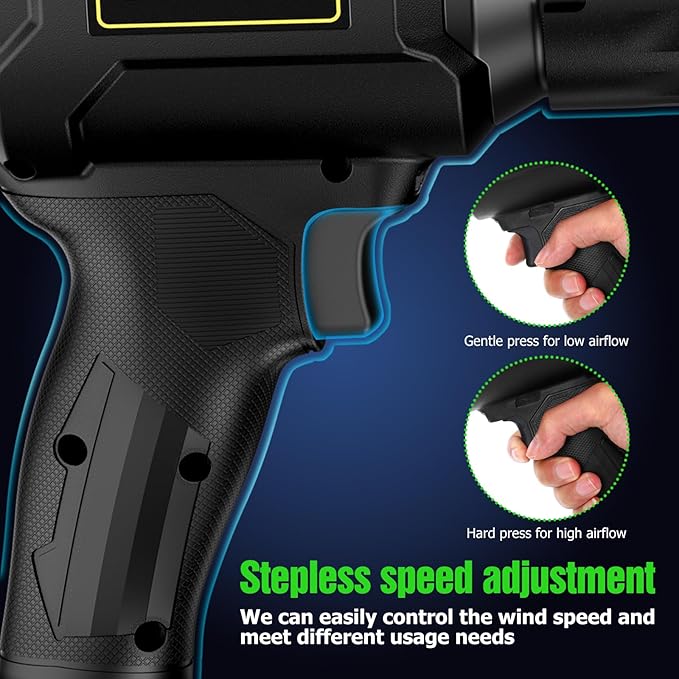 Cordless Leaf Blower, Leaf Blower Cordless with Battery and Charger, Portable Lightweight Handheld Blower, Extended Nozzle, Turbo Jet Blower for Lawn Care, Patio Cleaning, Leaves, Dust (Black)