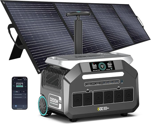 IEE SP5000 Solar Generator & Power Station with 1×400W Panels Included – 5000W (Peak 9000W) 120/240V Dual Voltage,5120Wh EV-Grade LFP Batteries,3500W 1.6H Fast Charge,APP & EPS for Home Backup.