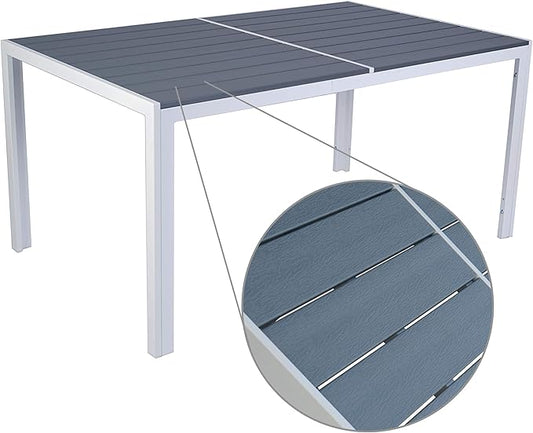 Kozyard Coolmen Outdoor Patio Indoor Dining Table Rectangle 35.6'x58.9' and Wood Like Laminate Table Top for 6 Person Porch Deck Garden (Grey)