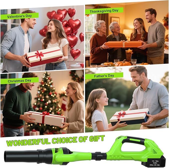 Leaf Blower Cordless,21V | 49" Electric Leaf Blower with 2 x 3.0Ah Batteries 3 Speed Modes 500CFM/180MPH Handheld Battery Powered Blower for Lawn Care Yard Patio Dust Snow Car Interior Garage Cleaning