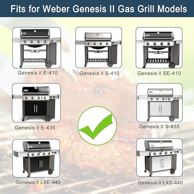 Grieptra Flavorizer Bars and Heat Deflectors for Weber Genesis II 300/LX 300, GS4 Genesis ii E-310 ii E-315 ii E/S335 ii se-335 Grill (Porcelain Steel, 66032 * 5+ES/410 * 3)