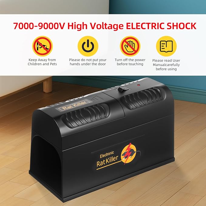 Upgraded Electric Mouse Trap Zapper Mice Traps for House Indoor Kill Rodent,No Touch and Reusable Mouse Traps Electric Rat Trap Zapper Rodent Control for Home Apartment Attic Garage (1, Black)