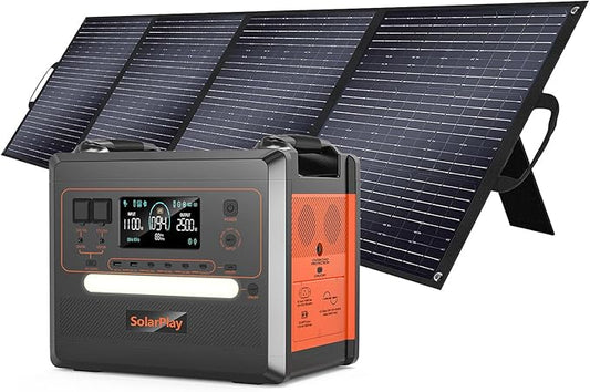 SolarPlay 2500W Portable Power Station, 2304Wh Large Capacity Solar Generator with 400W Solar Panel, Power Supply BMS Emergency Power Station for Home Backup, Camping, Outdoor Battery Backup