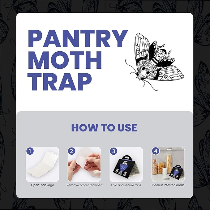 Glevro® Pantry Moth Traps for House Indoor 10 Pack – Extra Sticky Glue Trap for Kitchen and Food Storage – Seed Grain Flour Pheromone Traps for Pantry Moths
