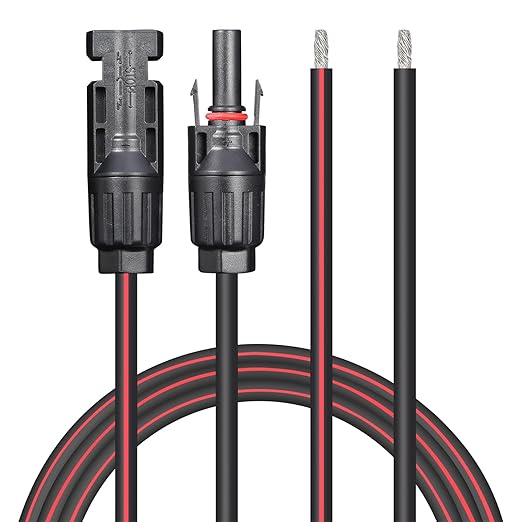 Solar Cable 50 Feet 2x10 AWG Twin Wire Solar Extension Cable, Copper Strand with Female and Male Connectors on Single end, Solar Panel Wire & Adaptor for Home, Shop and RV Solar Panels
