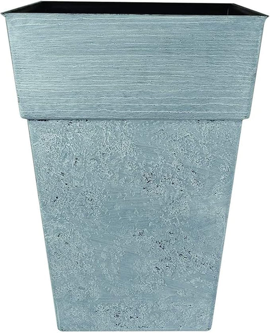 The HC Companies 18 Inch Avino Tall Square Planter - Decorative Indoor Outdoor Plant Pot for Front Porch, Deck, Patio and Home, Oxidized Black