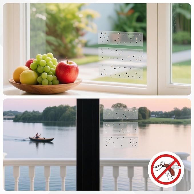 LULUCATCH Window Fly Traps, 24 Pack Fruit Fly Traps for Indoors, Sticky Gnat Traps Fly Catcher, Non-Toxic Flying Insect Trap, Pet Safe Pest Control for Home, Kitchen & Garage