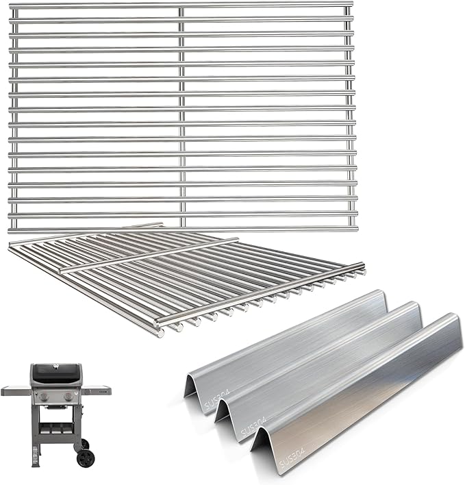 WEBROIL 7637 Grill Grates & 7635 Flavorizer Bars for Weber GS4 Spirit I/II 200 Series,for Spirit S210 E210 S215 E220 E215 S220 Grill with Front-Mounted Control, Replacement Parts for Weber 67045 67022