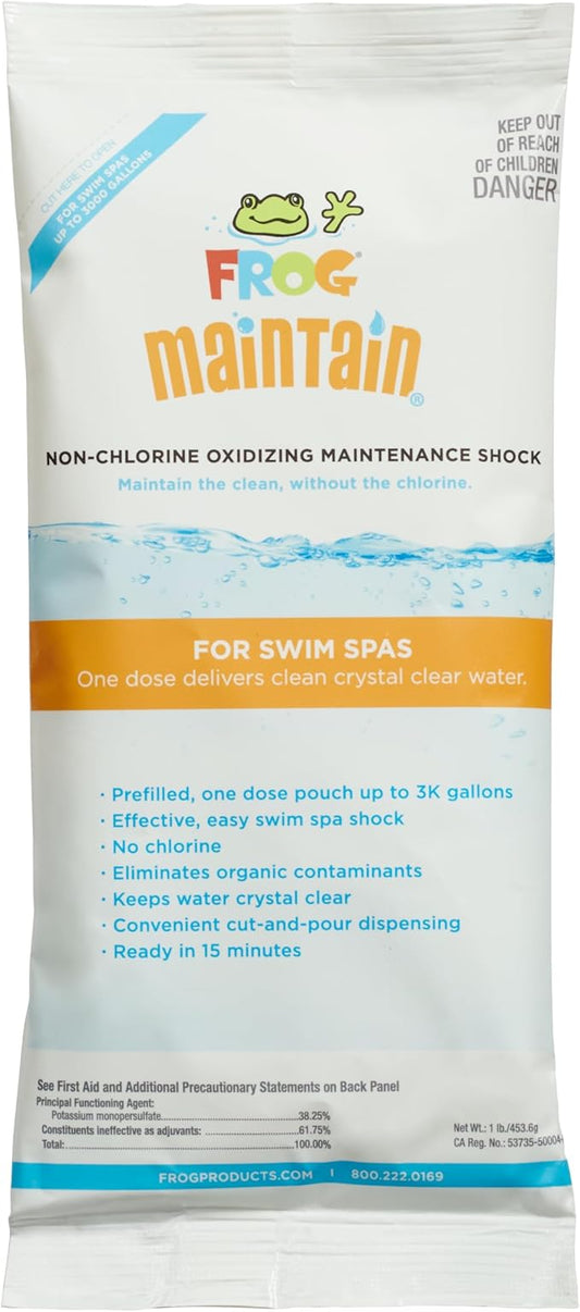 FROG Maintain for Swim Spas - Non-Chlorine Shock for use with Swim Spa FROG @Ease Floating System - Single Dose Packets for Easy Swim Spa Maintenance & Treatment - 1 Pack