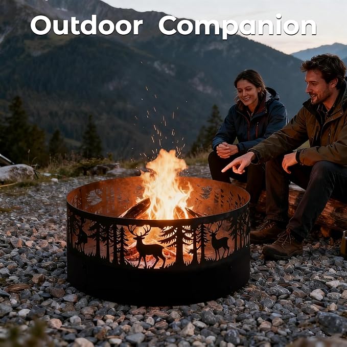 Fire Pit Ring Heavy Duty: 36X12Inch Smokeless Steel Insert for Outdoor Camping Garden Patio Backyard
