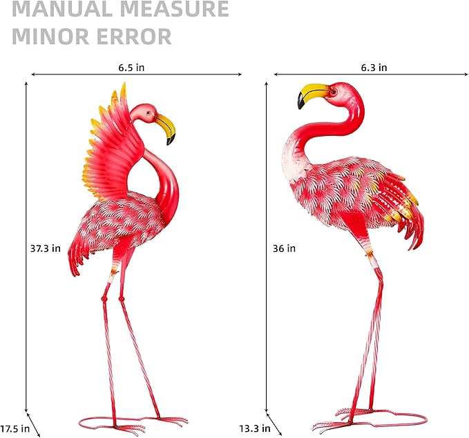 Ultym 36.5" Extra-Large Flamingo Statue, Handmade Metal Flamingo Yard Decor, Lawn Sculptures with Stable Ground Stakes, Backyard Decoration, Metal Garden Art