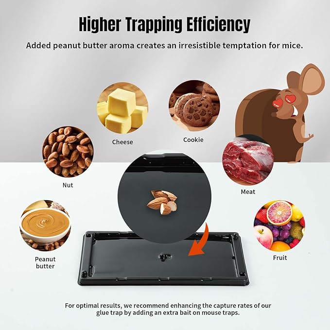POPTRAP Rat Trap Heavy Duty & Large, Super Sticky Mouse Trap with Ultra-Strong Glue, Scent of Peanut Butter for Indoor & Outdoor, Non-Toxic (BigSize-8Pack)