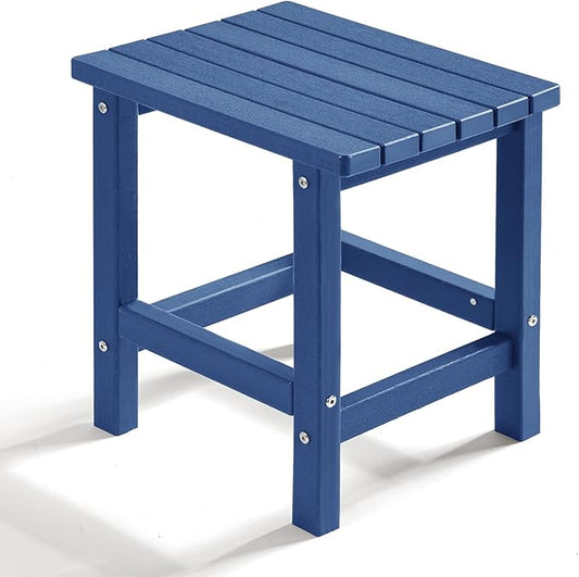PASAMIC Adirondack Square Outdoor Side Table, HDPE Small Outdoor Table, Patio End Table for Patio, Pool, Backyard, Weather-Resistant (Navy Blue)