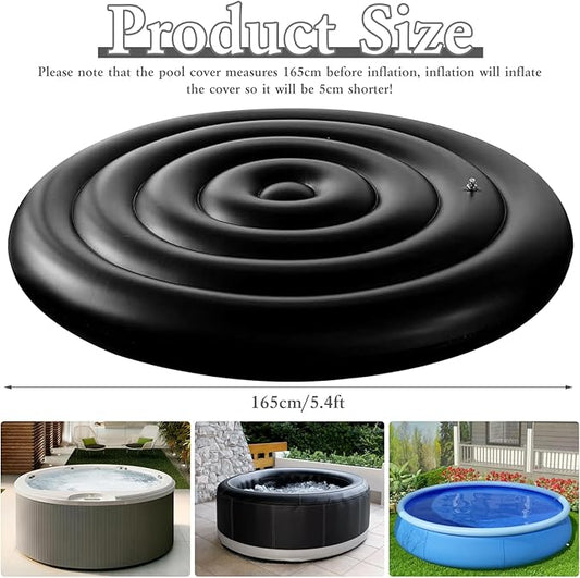 5.4 Ft Inflatable Hot Tub Cover, Round Hot Tub Cover, Energy Saving Lid for Round Hot Tub, Outdoor Inflatable Hot Tub, Foldable Protective Rain Overflow Cover for Outdoor Inflatable Hot Tubs