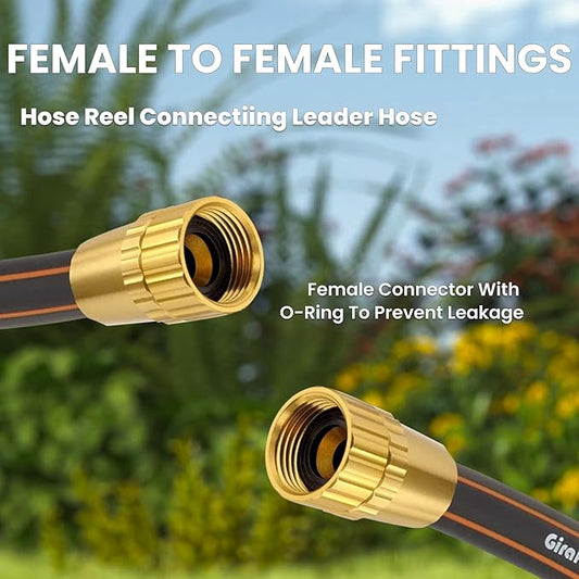 Giraffe Tools Leader Hose 2ft x 5/8", 24INCH Short Water Hose for Hose Reel Connecting 3/4 inch GHT Connector, Lightweight, Flexible with Female Female Fittings