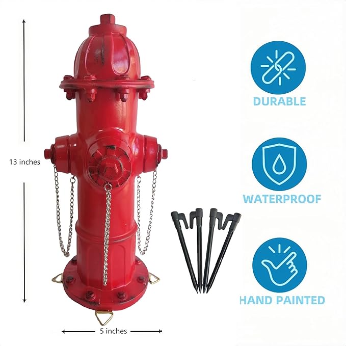 SHGYIBRISK Fire Hydrant for Dogs to Pee On: Dog Fire Hydrant Pee Post Outdoor - 13" Training Post Statue for Yard Garden (Red)