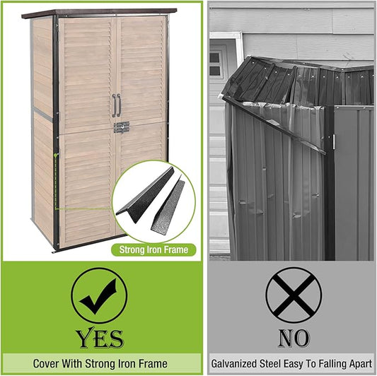 Outdoor Storage Shed Garden Cabinet with Strong Iron Frame Large Garden Shed with Floor,Waterproof