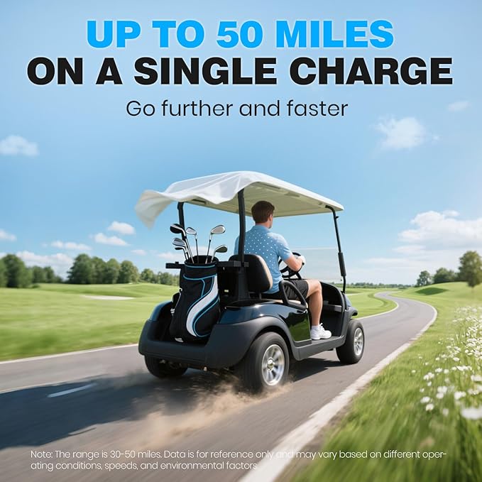 VATRER POWER 48V 105Ah Mini Lithium Golf Cart Battery, Built-in 200A BMS, with LCD Display & APP, 4000+ Cycles LiFePO4 Battery with 20A Lithium Charger, Max 10.24kW, Perfect for Golf Carts