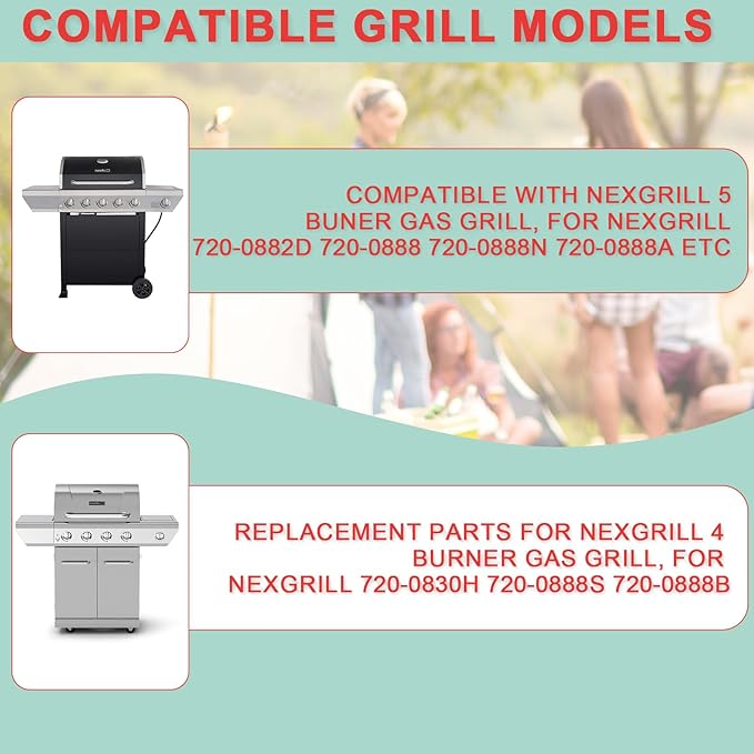 WEBROIL Replacement Grill Parts for Home Depot Nexgrill 5 Burner 720-0888A 720-0888 720-0888N 720-0888S,Cooking Grates & Heat Plates for Nexgrill 4 Burner 720-0830 720-0830HM 720-0830H,Stainless Steel
