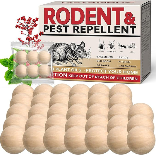 34 Balls Rodent Repellent, Peppermint Oil to Repel Mice and Rats, Mouse Repellent for Indoor and Outdoor,Natural Rodents Deterrent to Keep Mice, Rats and Squirrels Away Your Home