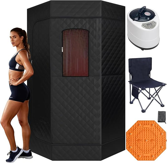 Portable Steam Sauna Tent for Home, Personal Full Body Sauna | Pop Up Indoor Sauna Box with Portable Chair & Remote Control | Home Spa, Relaxation, Detox | at-Home Portable Sauna
