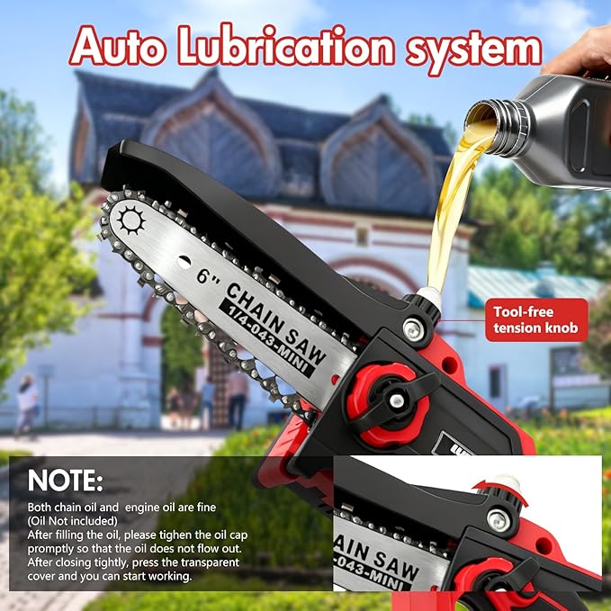 ALSO GO Mini Chainsaw Cordless, 8 inch & 6 inch Electric Chain Saw with 2x2.0Ah Batteries, Handheld Chain Saw Battery Powered, for Trees Trimming Wood Cutting, Gardening Gifts for Men Dad Husband