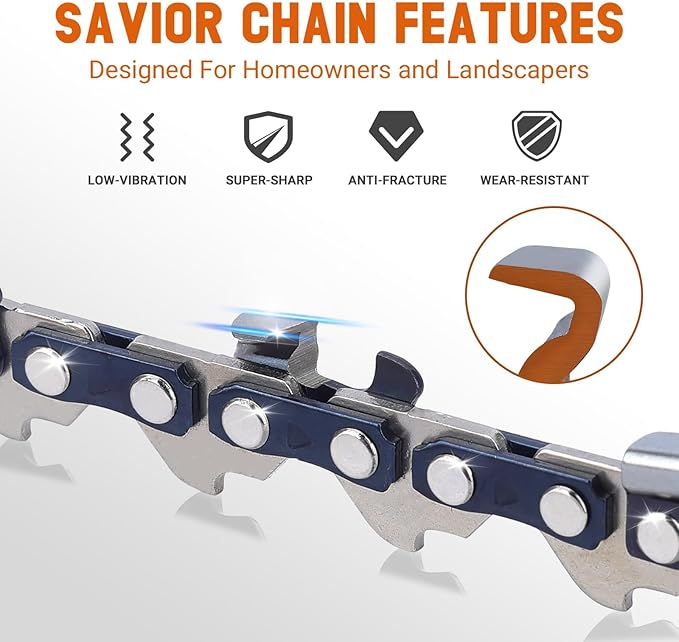 Savior 3PC 8 Inch Replacement Chain for IMOUMLIVE 8-inch Chainsaw, 8" Replacement Chainsaw Chain - 043" Gauge, 1/4" LP Pitch, 47 Drive Links Chain