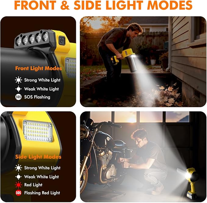 OGERY Brushless Leaf Blower Cordless with Lights, Powerful Electric Leaf Blowers with 2 x 3.0Ah Batteries & Fast Charging, 700CFM 900G Wind Pressure Handheld Blower for Lawn Care Yard Garden, Yellow