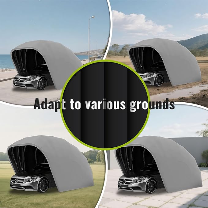 Stainless Steel Carport,Heavy Duty Carport, Semi-Automatic Durable Shelter, Foldable Retractable Car Awning, Mobile Folding Garage for Outdoor,Grey,L5.5m * W 2.5m * H 2.3m
