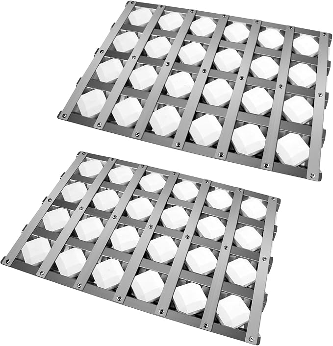 Kalomo 17.8125" Grill Heat Plates Grill Briquette Tray for Alfresco Grill ALX2-30C, ALX2-42C, ALX2-42RFG, ALX2-56, ALX2-56BFG, Stainless Steel BBQ Heat Shield Flame Tamer with 48 Ceramic Briquettes