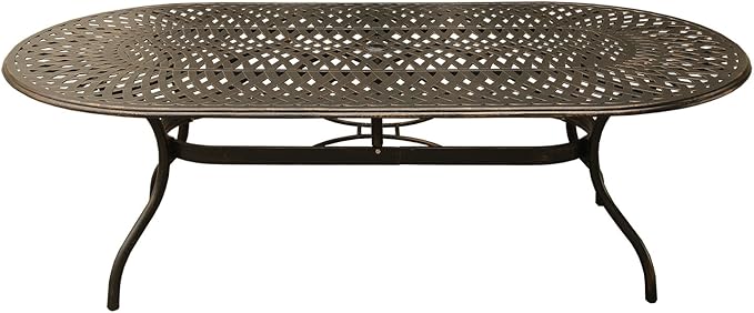 Oakland Living Contemporary Modern Outdoor Mesh Lattice Aluminum 95 inch Bronze Oval Dining Set with Ten Chairs