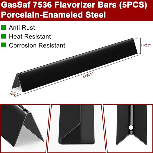 GasSaf 22.5 Flavorizer Bars 7536 for Weber Spirit 300 Side 3-Burner Grills, Spirit E/S-310, Spirit E/S-320, Spirit 700, Weber 900, Genesis Silver/Gold B C, Porcelain Grill Bars for Weber 7537 65903