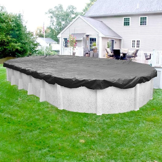 Robelle 16 x 32 ft Ultimate Charcoal Winter Oval Pool Cover for Above Ground Pools, 4 ft Overlap (20 x 36 ft Cover Size), Solid 14 x 14 Scrim, 5.2 oz/yd2, 20-Year Warranty, Style: 511632-4A