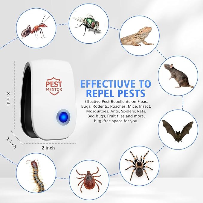 Ultrasonic Pest Repellent 10 Packs, Plug-in Ultrasonic Pest Repellent Indoor, Effectively Repel Mosquitoes Mice Flies Cockroaches Insects Spiders Ants, Pest Control for Home Office Kitchen Room