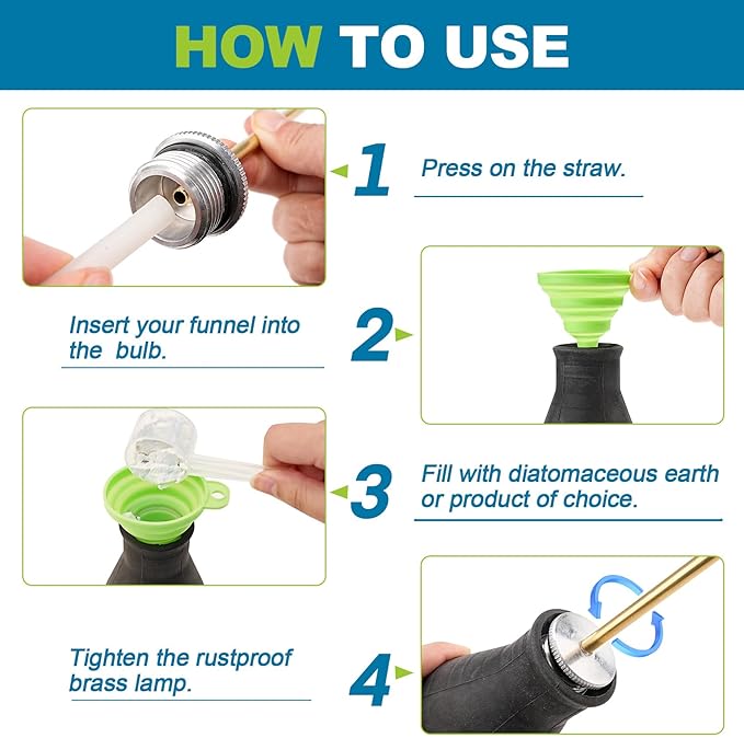 Large Bulb Powder Duster, 2PC Diatomaceous Earth Spreader for Garden and Indoor Insect Treatment, Handheld Dust Applicator Spray Bottle with Long Copper Tube