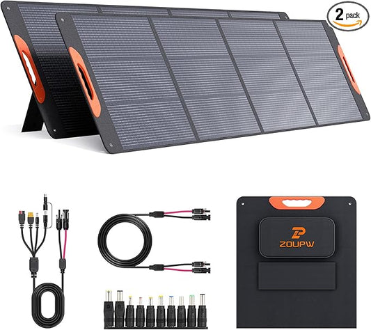 440 Watt N-Type 16BB Portable Solar Panel with Bypass Diodes, RV Essentials,2PCS 220W 19.8V Foldable Solar Charger for Power Station, 25% High Efficiency IP67 Waterproof 4 Kickstands for Camping RV