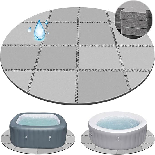 78 Inch Round Hot Tub Mat - Extra-Thick Interlocking Hot Tub Protective Pad Spa Pool Foam Insulation Mat Ground Base Flooring Protector for Portable Inflatable Hot Tub Accessories Outdoor Indoor
