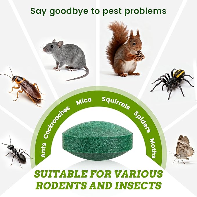 28 Pack Mouse Repellent Tablets - Natural Peppermint Oil, Rodent Repellent for Corners, Cars & Indoors/Outdoors,Safe for Family & Pets -Repels Mice, Squirrels & Spiders