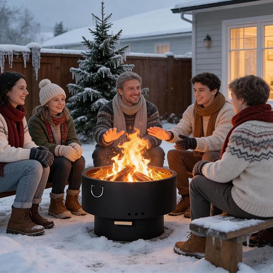 Garvee 30 in Smokeless Fire Pits, Wood Burning Firepits with Fire Poker, Outdoor Portable Fire Pits with Removable Ash Pan and Hardwood Top, Backyard Fireplace for Camping, Picnic