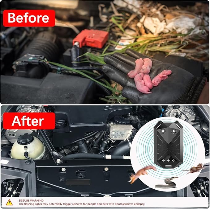 2PACK Mouse Repellent for Cars, Rodent Repellent for Car Engines Under Hood, Mouse Deterrents That Work for from Car Engines, Room, Indoors with Strobe Light Battery Powered Keep (Eagle)