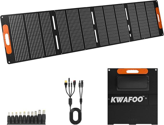 200W Portable Solar Panel, Foldable with MC4 connector, USB Output, Adjustable Kickstands, IP65 Waterproof Solar Charger for Power Station Phones RV Camping